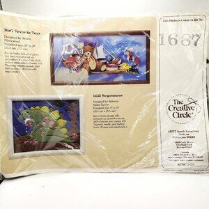 Sealed Vtg 80s Cross Stitch Kit 10x20" Creative Circle #1687 "Favorite Toys"